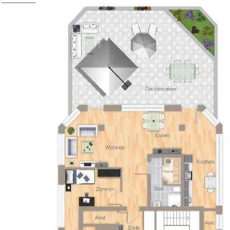 Monteur- & Business-appartement Mit 2 Schlafzimmern & 3 Betten- Fuer 4 Personen Am Bayer-kreuz -sauna & Dachterrasse - 4tes Og - Kein Lift - Kaution Pflicht Lejlighed Leverkusen